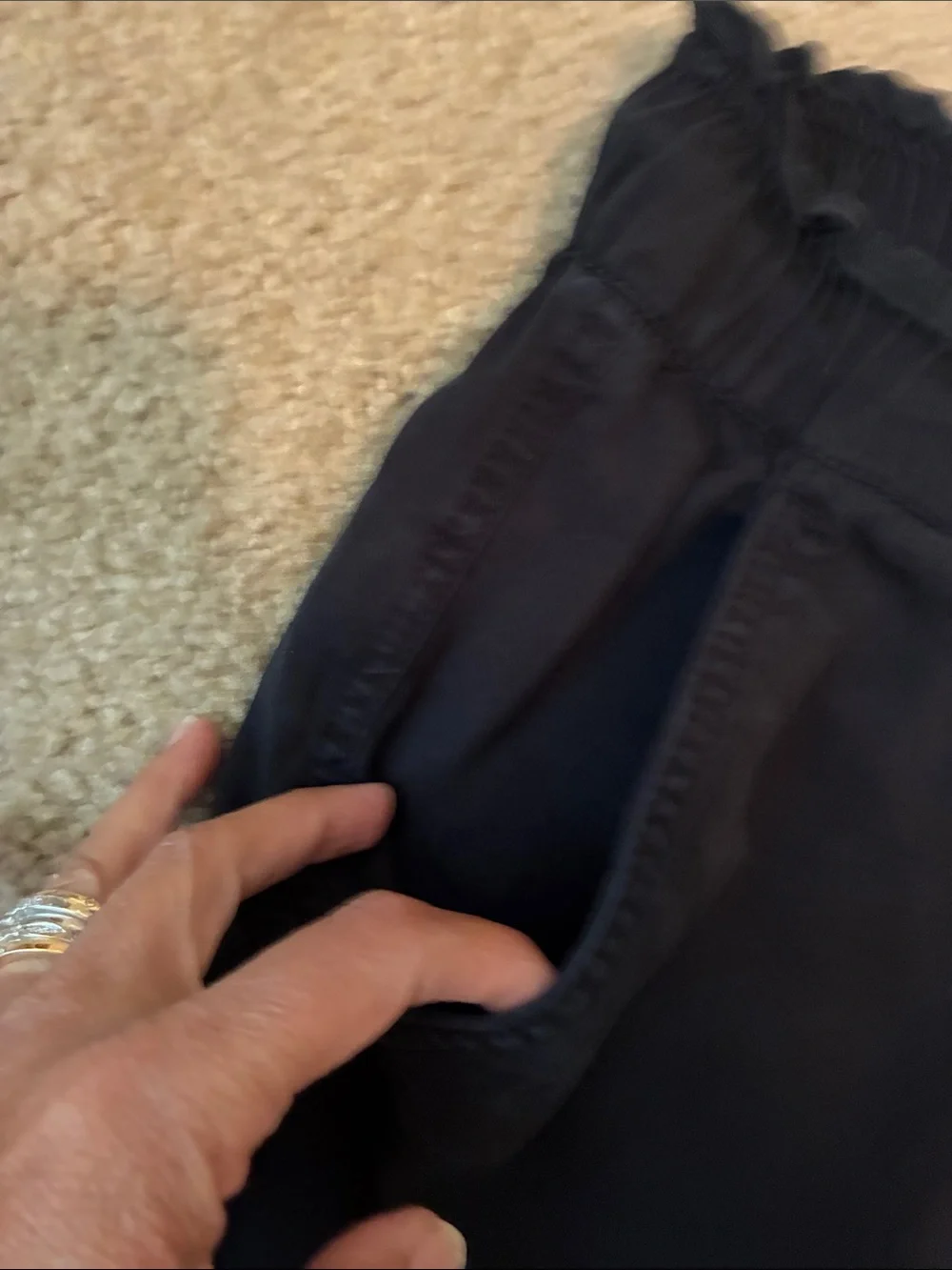 LOFT Black High-Rise Drawstring Shorts